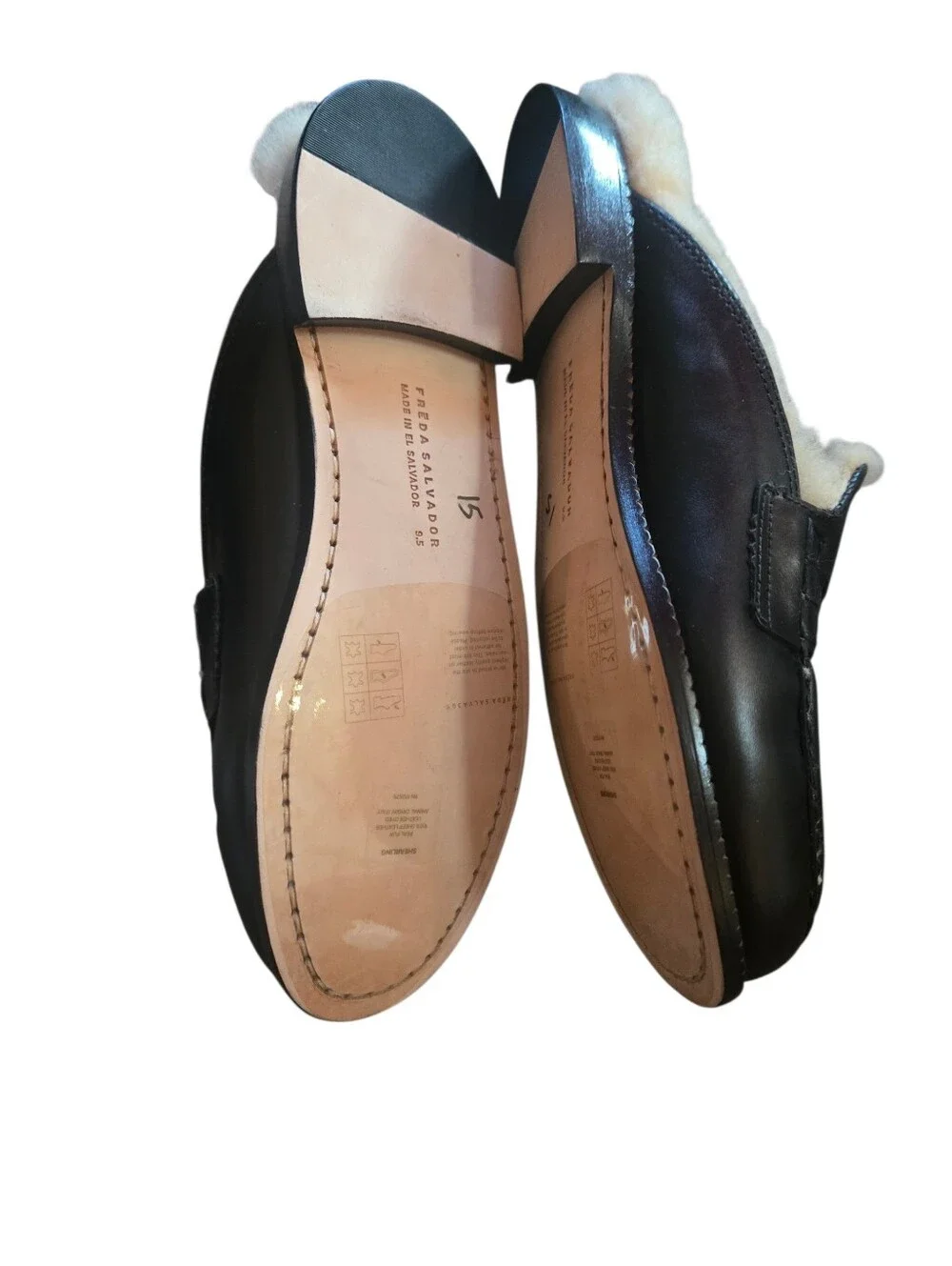 Freda Salvador, Men's Black Shearling-Lined Leather Penny Loafers